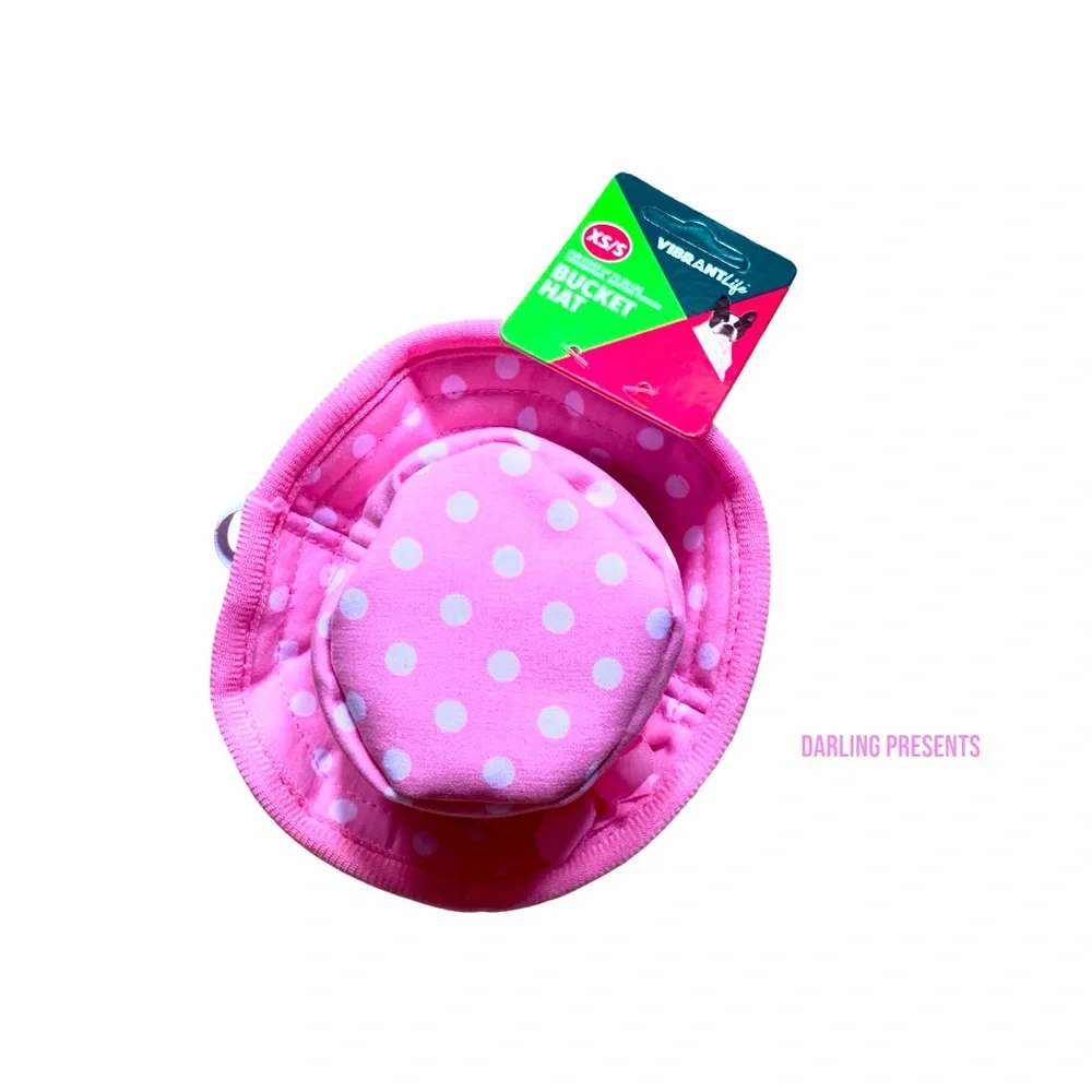 Vibrant Life Polkadot Bucket Dog Hat Color Pink Size XS/S